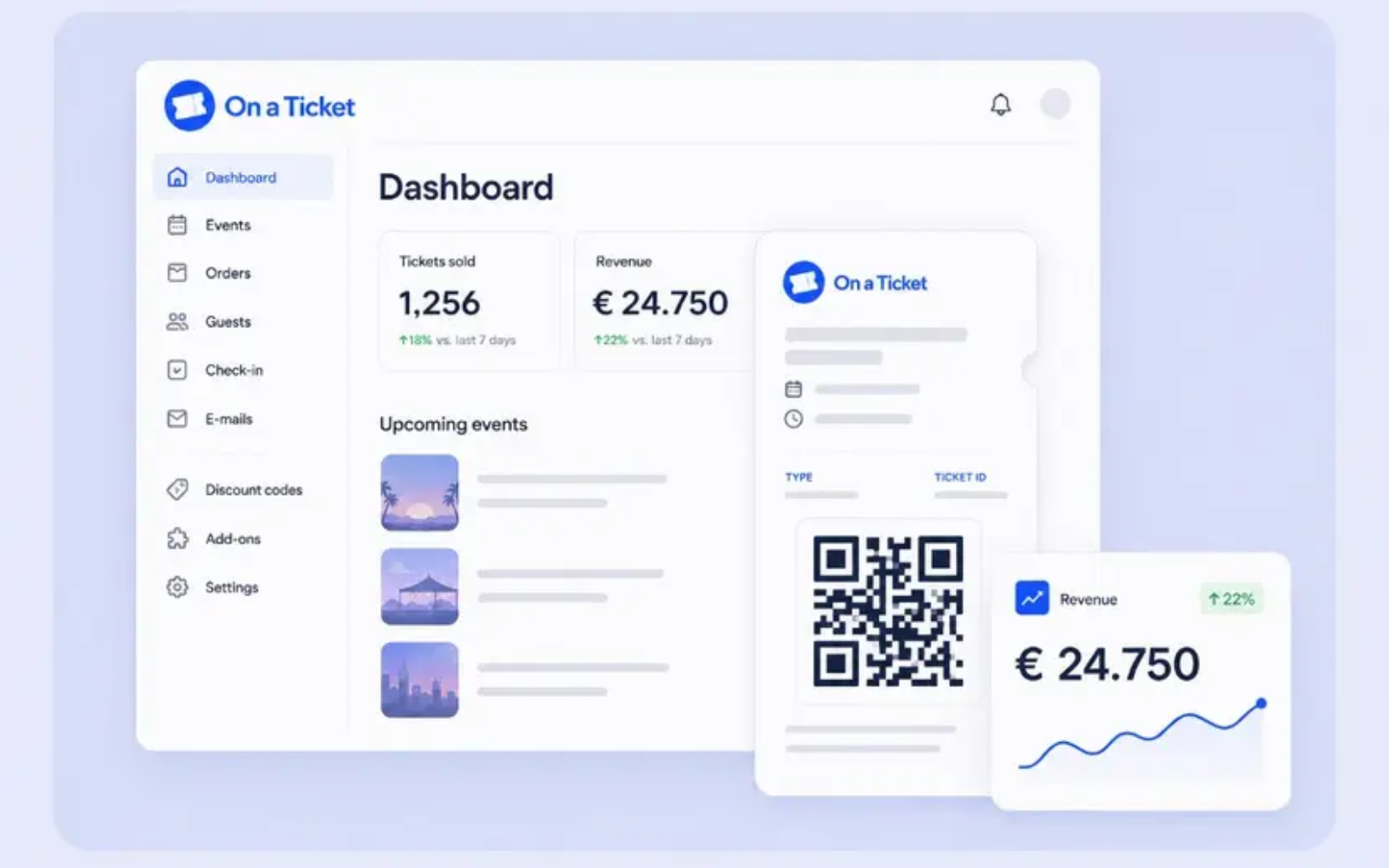 On a Ticket: evenementenoverzicht, digitaal ticket en omzetoverzicht